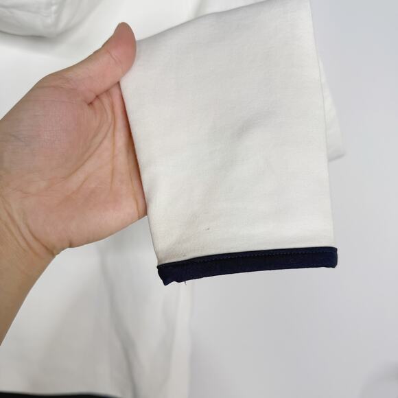 Tory Burch Sport XSmall XS White Navy Blue Reflective Stripe Hoodie Sweatshirt - Picture 9 of 12